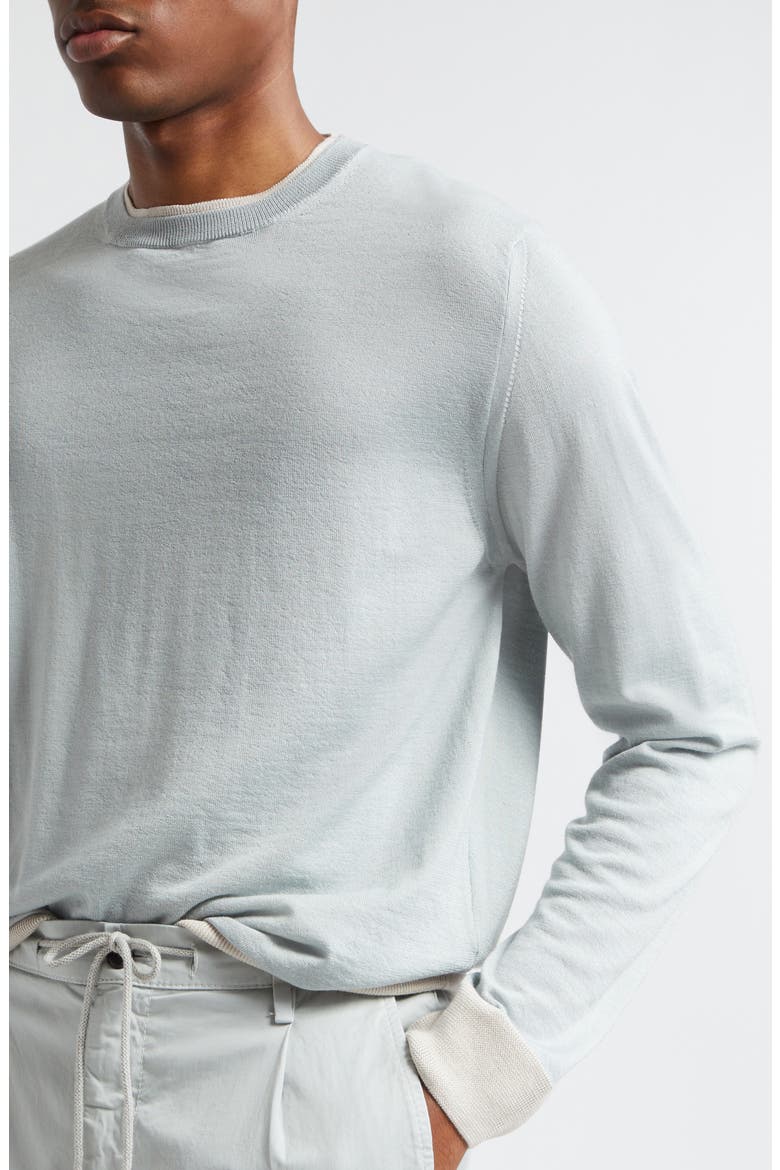 Merino Wool & Silk Crewneck Sweater, Alternate, color, SAGE SAND
