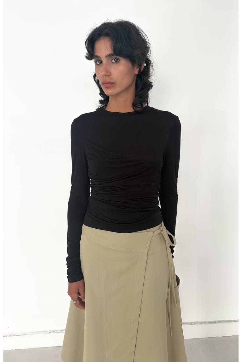 Shea Draped Long Sleeve Top, Alternate, color, Black