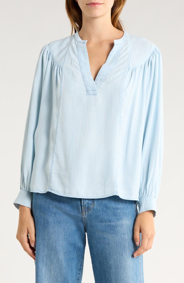 Rails Fable Split Neck Chambray Top, Main, color, Light Vintage
