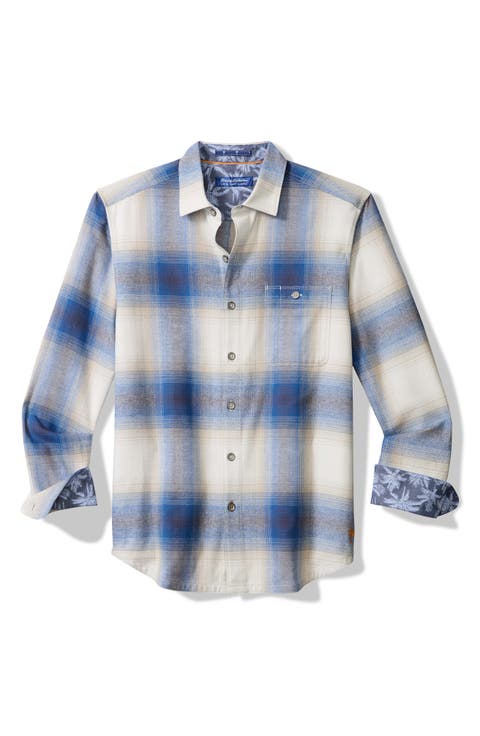Canyon Beach Orcas Ombré Plaid Cotton Flannel Button-Up Shirt