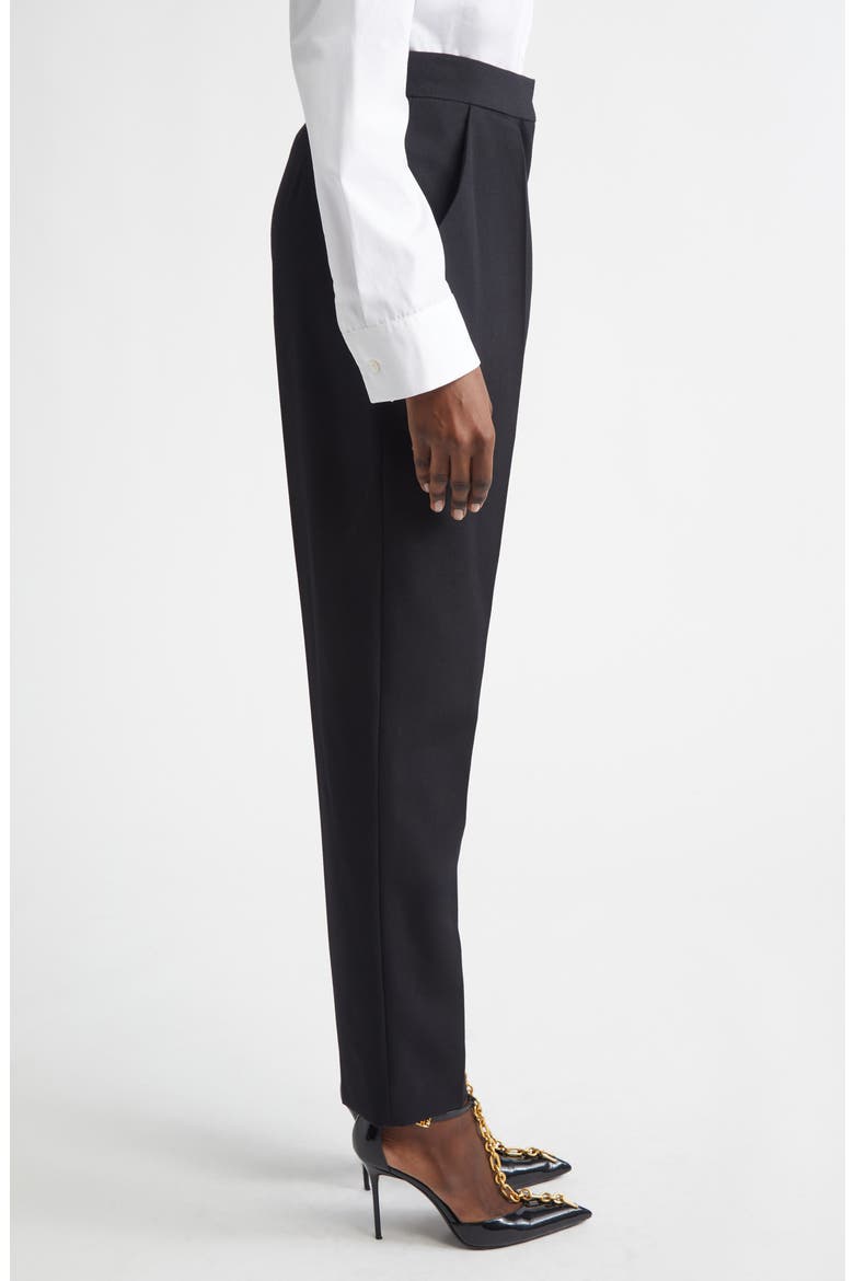 Tailored High Waist Wool Grain de Poudre Pants, Alternate, color, BLACK