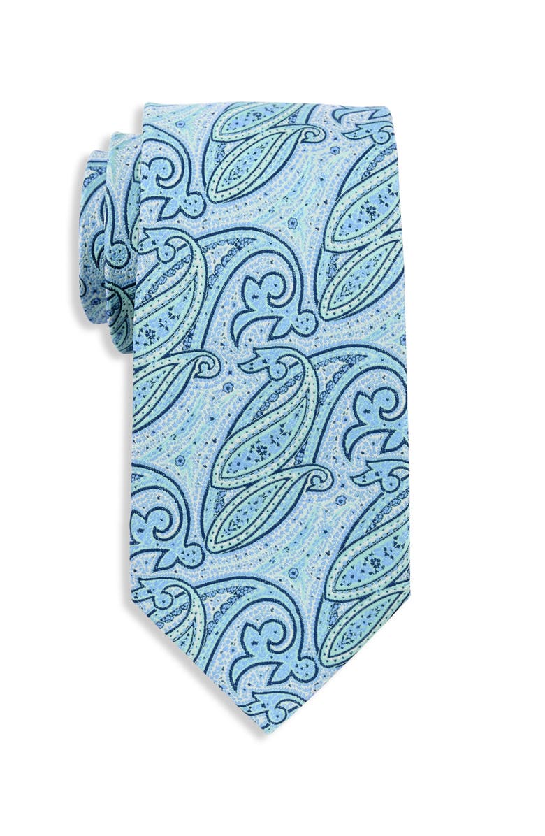 Synrgy by DXL Big & Tall Dotted Paisley Tie, Main, color, Aqua