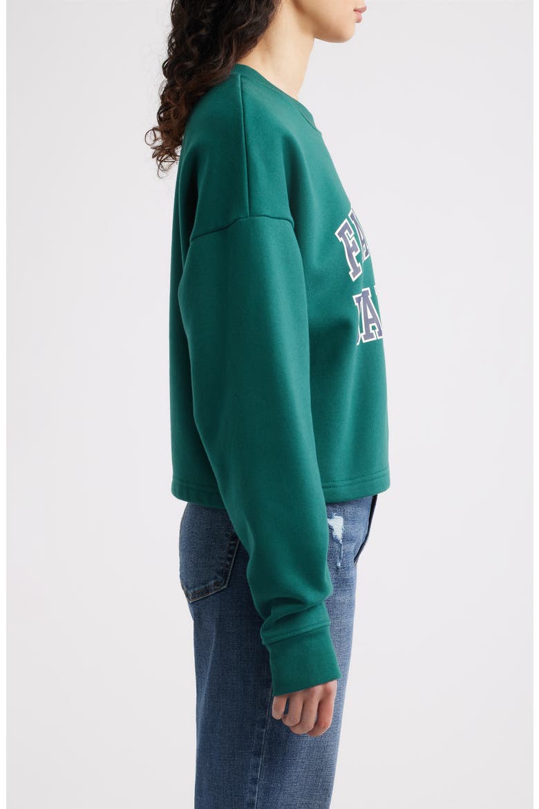 The Collegiate Logo Crop Sweatshirt, Alternate, color, PINE/ NAVY