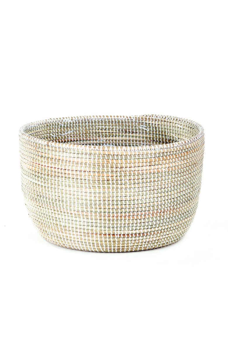 African Modern Solid White Knitting Basket, Main, color, White