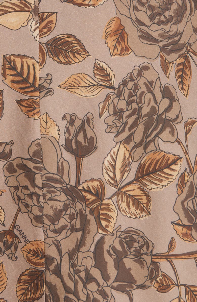 Ganni Floral Puff Sleeve Organic Cotton Poplin Dress, Alternate, color, 