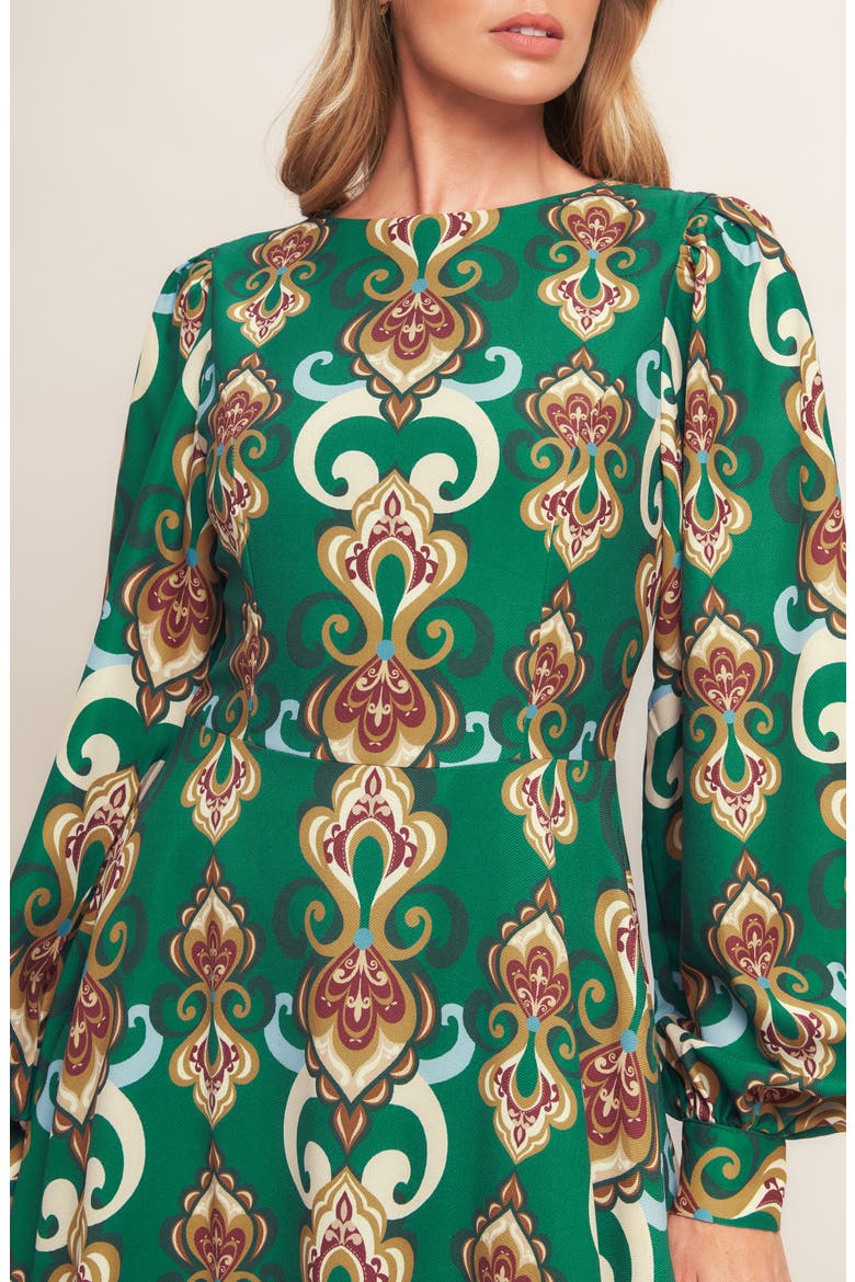 Long Sleeve Open Back Midi Dress, Alternate, color, KELLY GREEN
