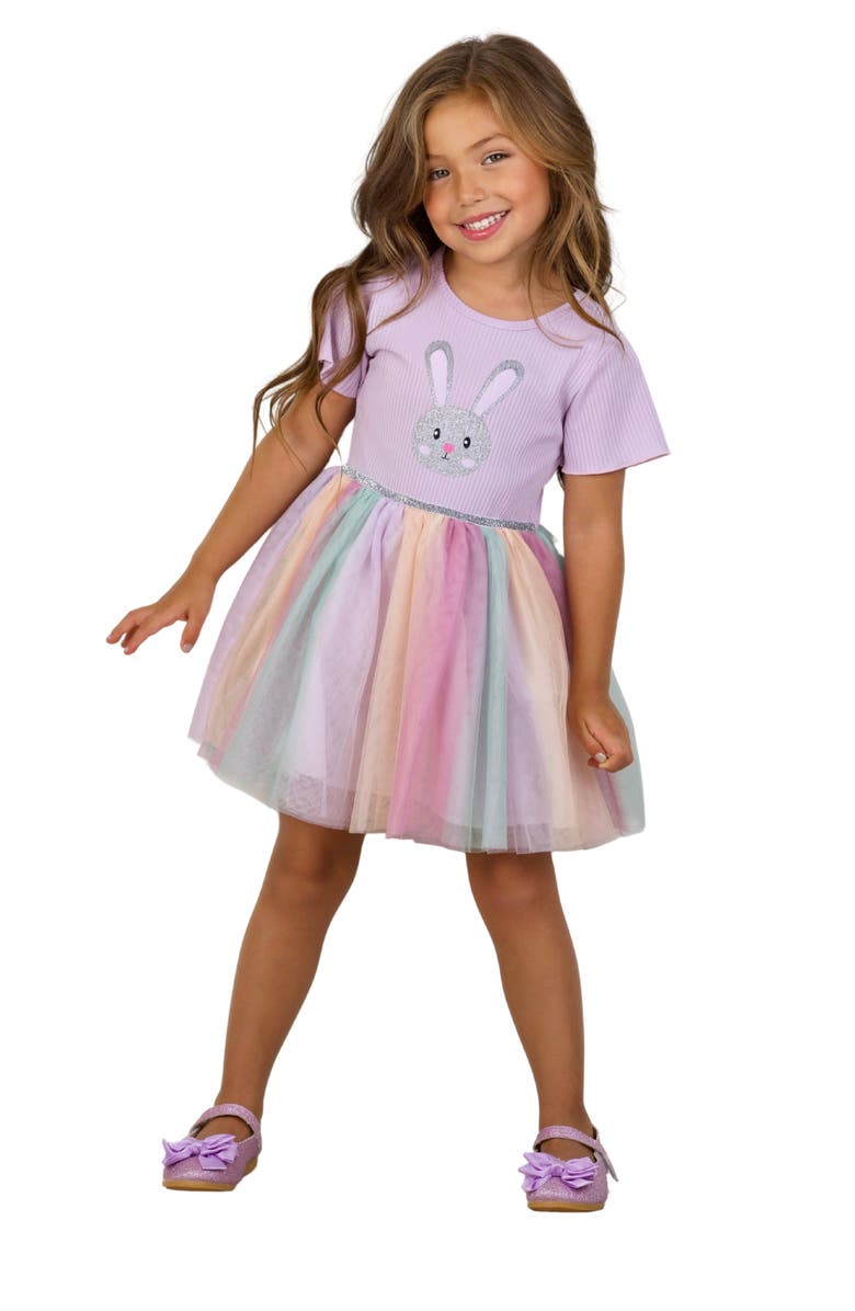 Mia Belle Girls Girls Pastel Bunny Tutu Dress, Main, color, 