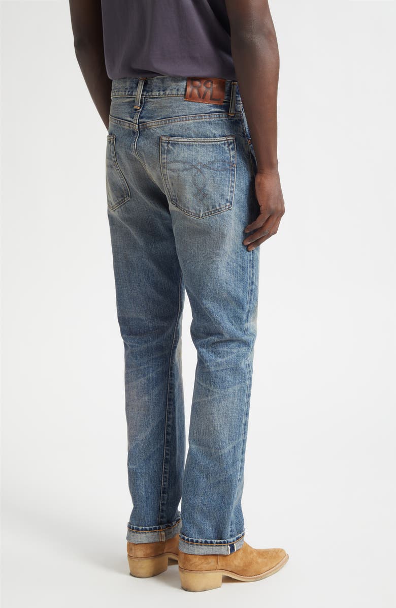 Double RL Slim Fit Selvedge Bootcut Jeans, Alternate, color, Brairfield Wash