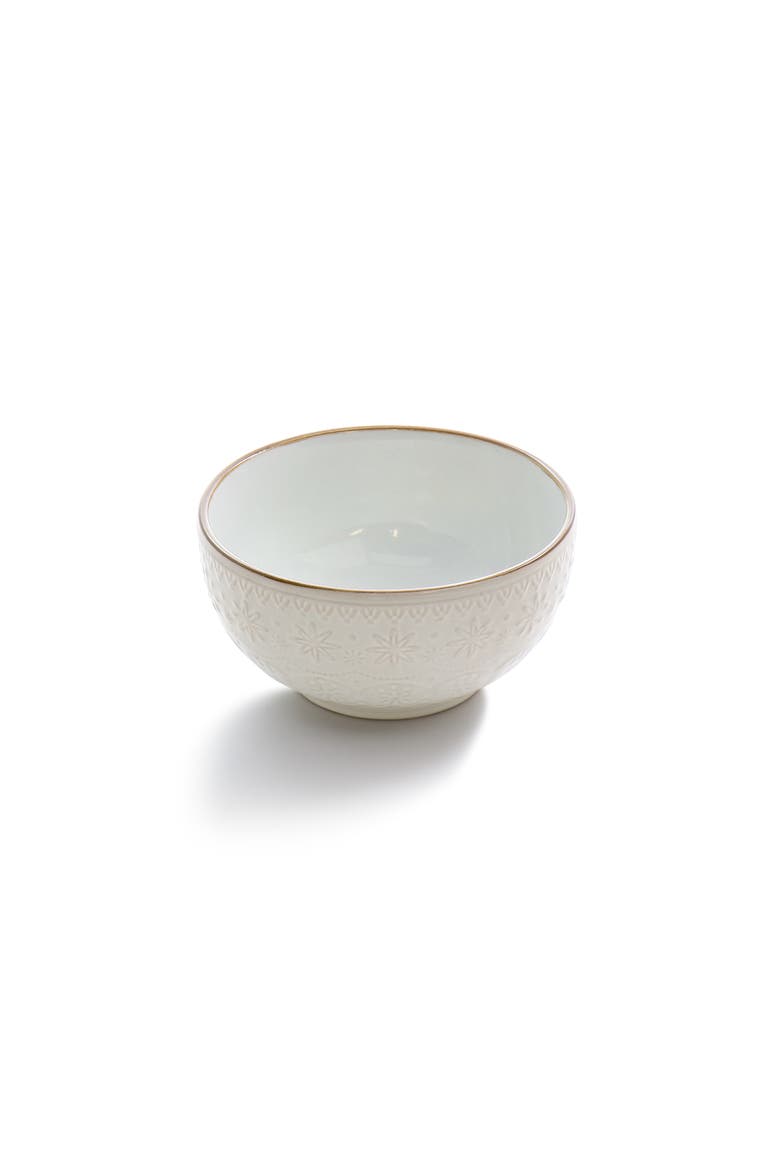 Countess 16 Piece Embossed Double Bowl Stoneware Dinnerware Set, Alternate, color, White