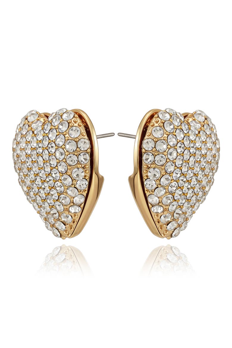 Crystal Heart Stud Earrings, Alternate, color, GOLD