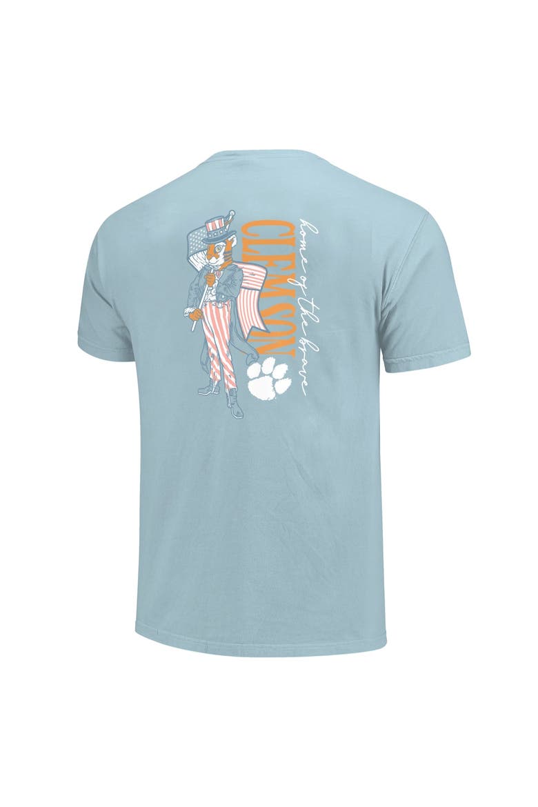 Women's Light Blue Clemson Tigers Americana Mascot Comfort Colors T-Shirt, Alternate, color, Light Blue