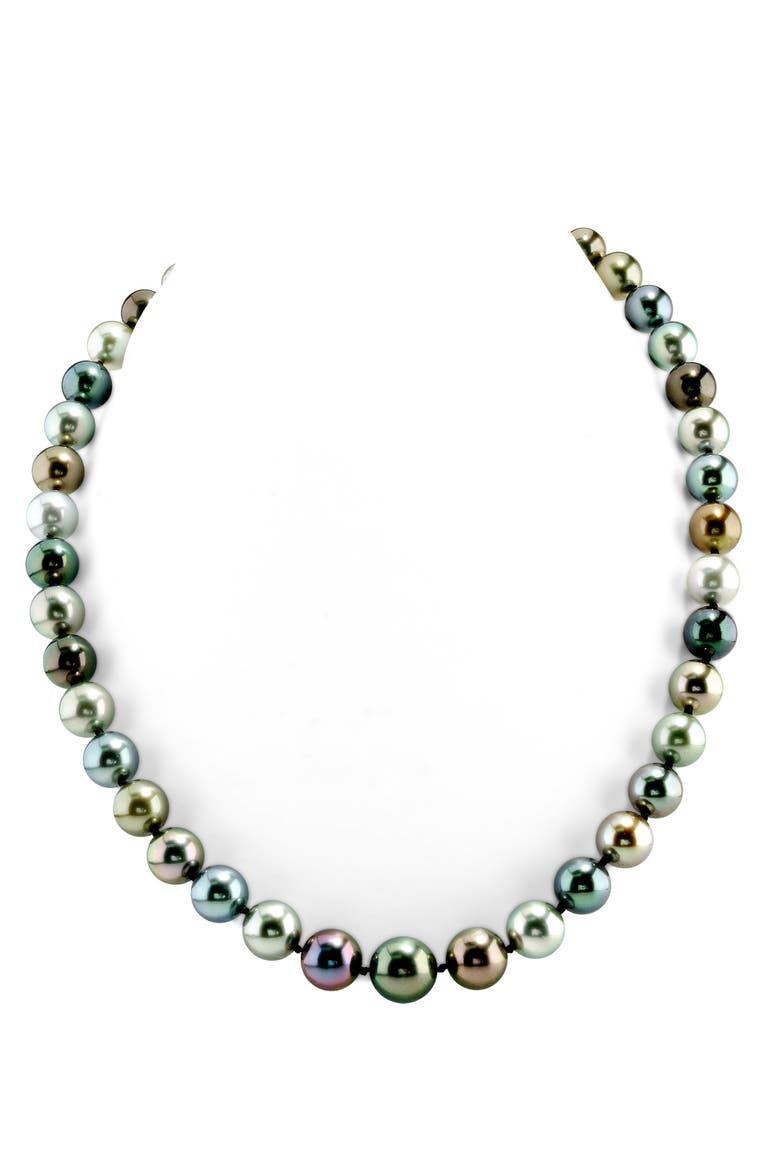 9-11mm Tahitian South Sea Multicolor Pearl Necklace - Premier AAAA Quality, Main, color, White Gold Clasp