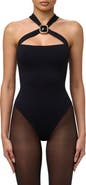 Naked Wardrobe Body Flex Cross Front Halter Bodysuit