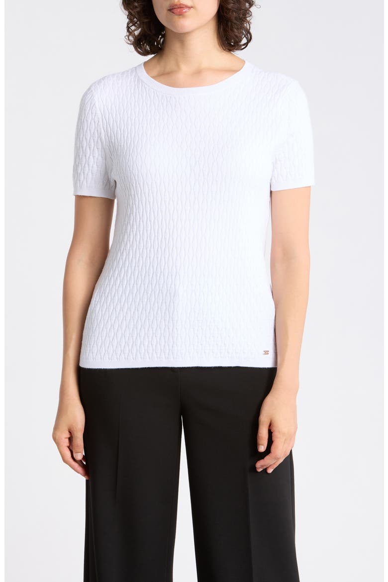 Textured Short Sleeve Sweater, Main, color, WHITE