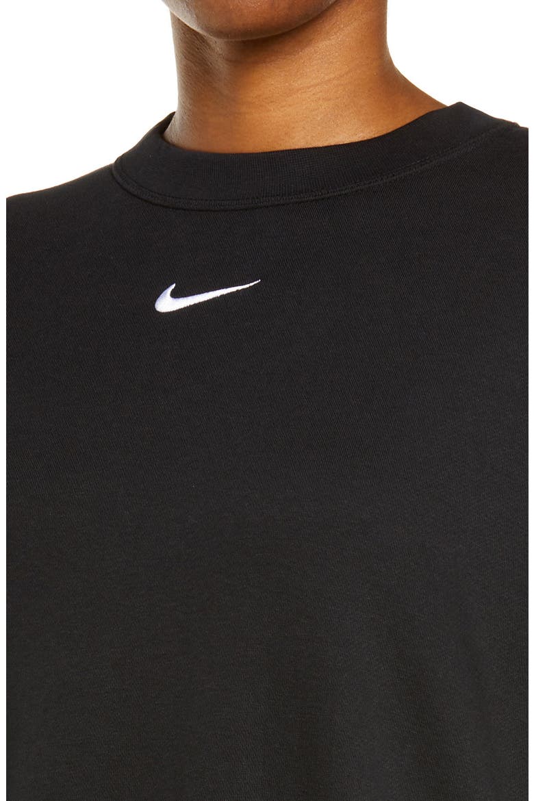 Sportswear Collection Essentials Oversize Fleece Crew Sweatshirt, Alternate, color, BLACK/ WHITE