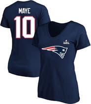 FANATICS Women's Fanatics Drake Maye Navy New England Patriots Super Bowl LX Patch Plus Size Name & Number V-Neck T-Shirt