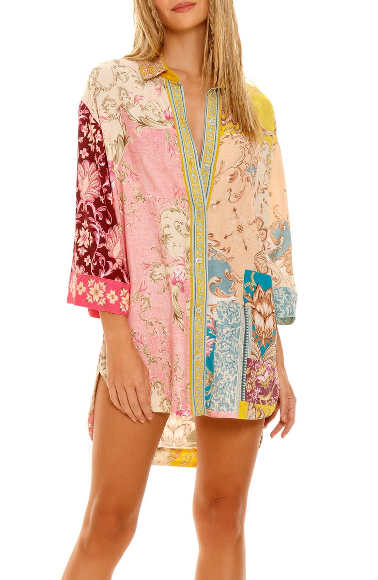 Agua Bendita Chrissy Merzin Cover-Up Tunic Shirt, Main, color, 