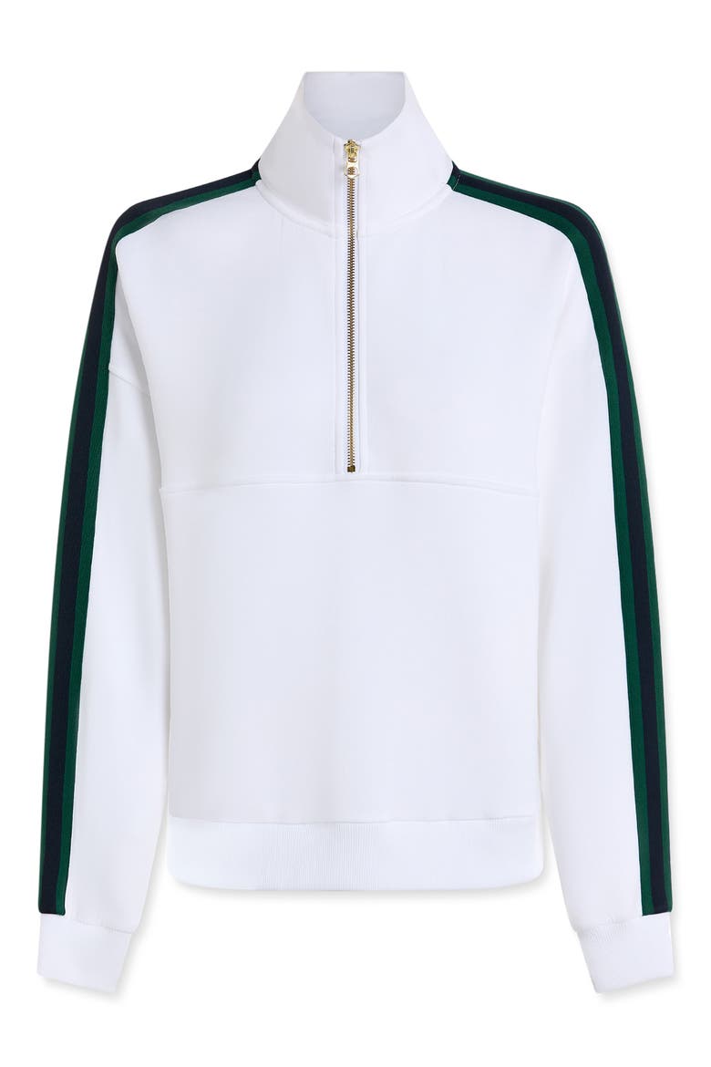 Raymar DoubleSoft® Half Zip Sweatshirt, Alternate, color, WHITE/ NAVY/ FOREST