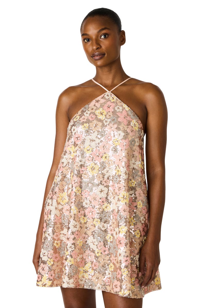 Steve Madden Catiana Sequin Floral Minidress, Alternate, color, Pastel Multi