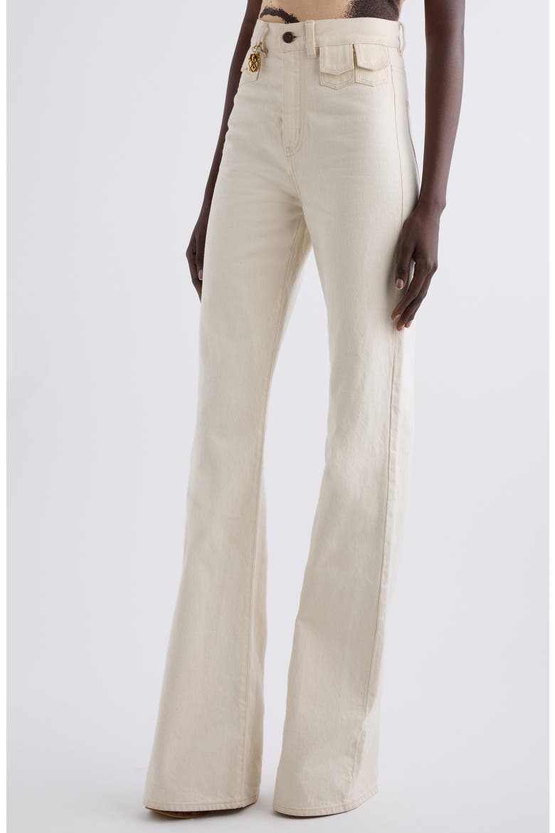 Pineapple Charm High Waist Twill Pants, Alternate, color, EDEN WHITE