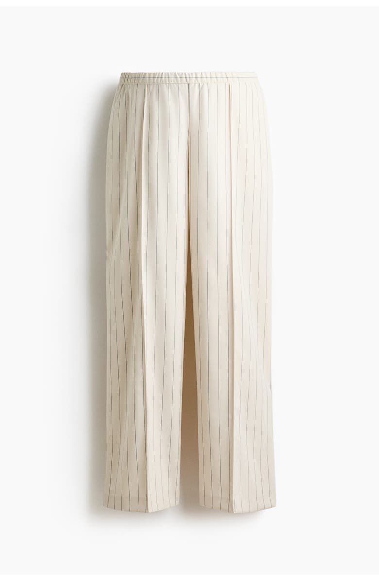 H&M Mama Before & After Wide Crease-detail Trousers, Alternate, color, Cream/Striped