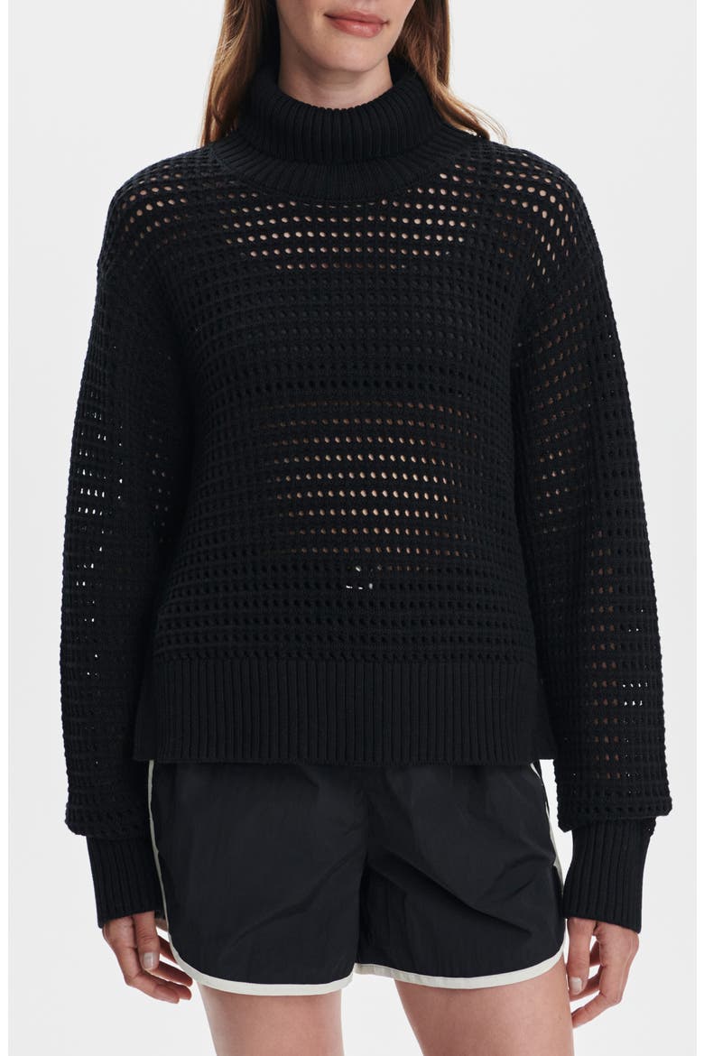 Jody Openwork Cotton Sweater, Main, color, BLACK