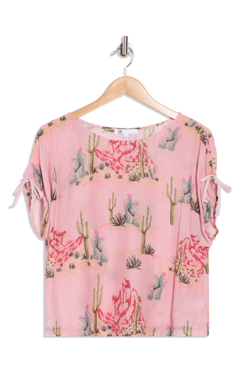 DR2 by Daniel Rainn Cactus Print Drop Sleeve Top, Alternate, color, Terracotta