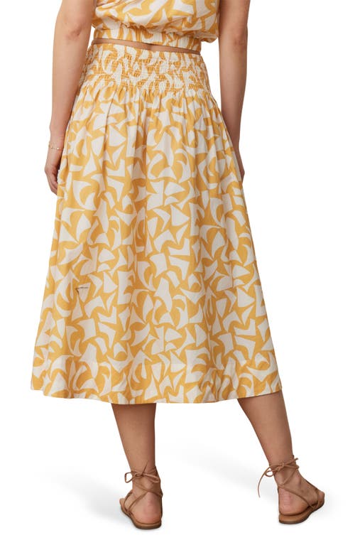 Marine Layer Bea Poplin Midi Skirt In Marigold Geo