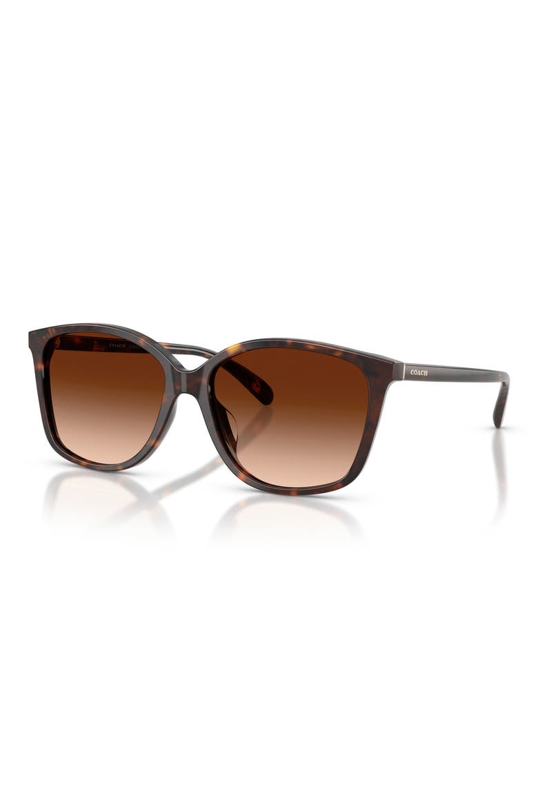 57mm Gradient Square Sunglasses, Alternate, color, DARK TORTOISE/ BROWN GRAD