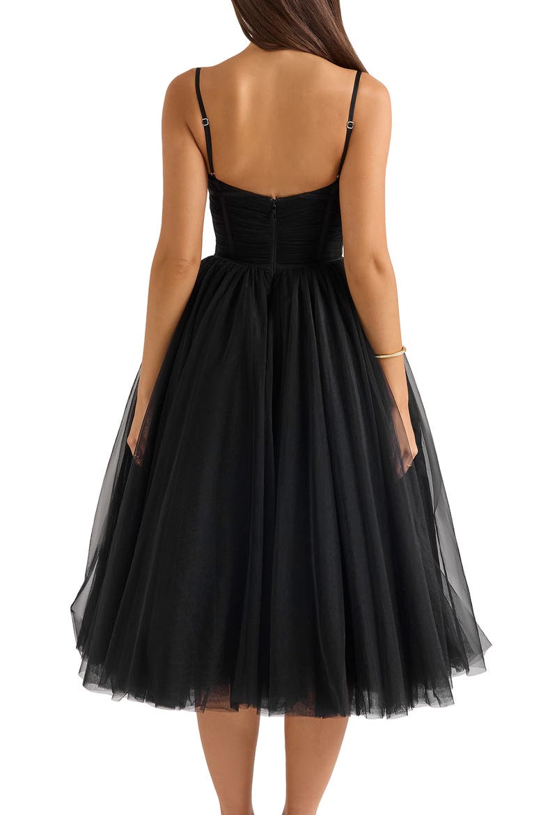 Countess Sleeveless Tulle Midi Dress, Alternate, color, BLACK