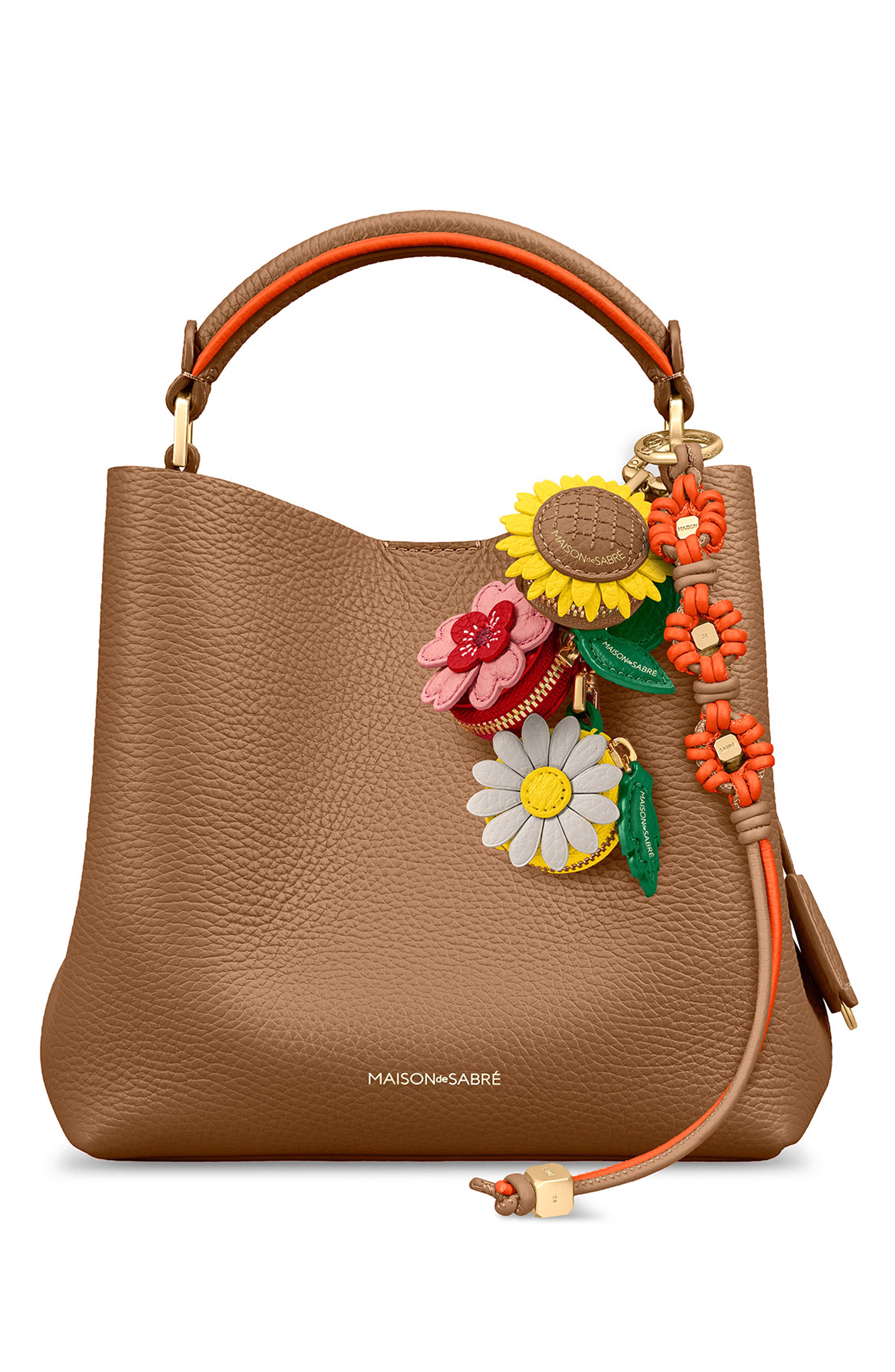 Bloom Edition Leather Wristlet Charm, Alternate, color, Manhattan Sandstone