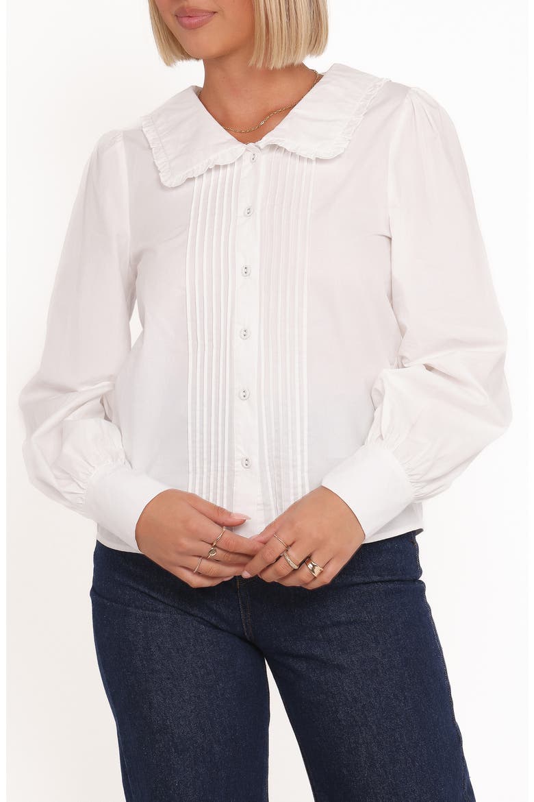 Turner Pintuck Pleat Cotton Button-Up Shirt, Main, color, WHITE