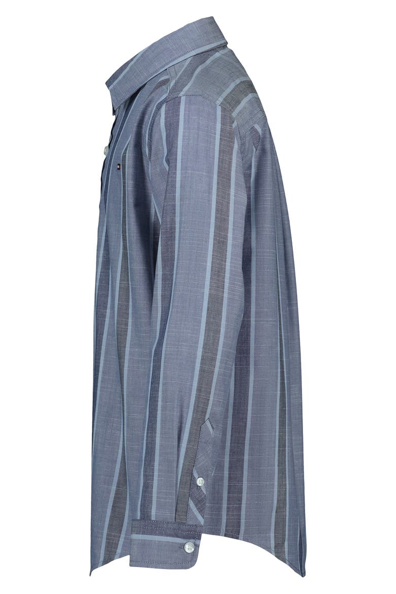Kids' Track Stripe Button-Up Shirt, Alternate, color, VINTAGE INDIGO