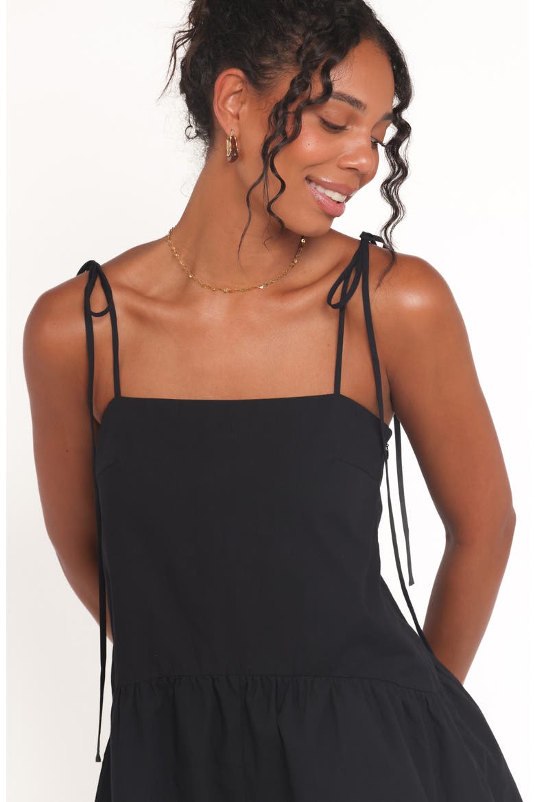 Rubie Tie Strap Cotton Romper, Alternate, color, BLACK