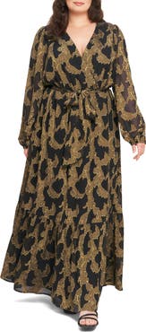 FLYING TOMATO Long Sleeve Chiffon Maxi Dress