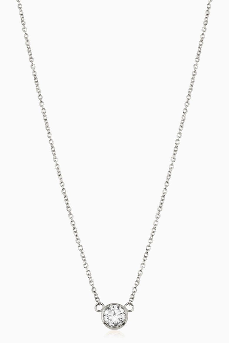 14K Solid Gold 0.5 cttw Luminous Lab Diamond Bezel Necklace, Main, color, White Gold, Lab Diamonds