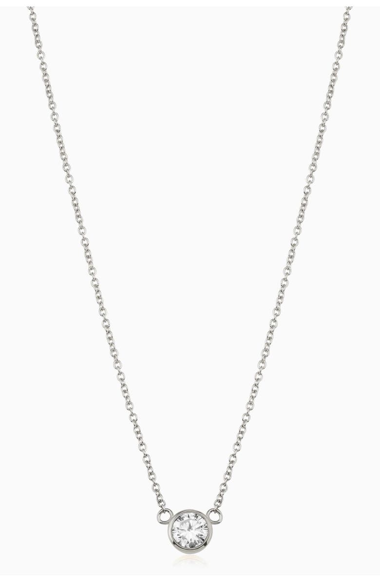 Oradina 14K Solid Gold 0.5 cttw Luminous Lab Diamond Bezel Necklace, Main, color, White Gold, Lab Diamonds