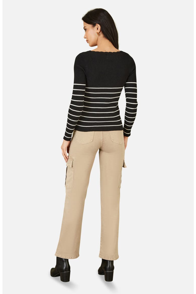 Button Detail Long Sleeve Rib Knit Top, Alternate, color, Black