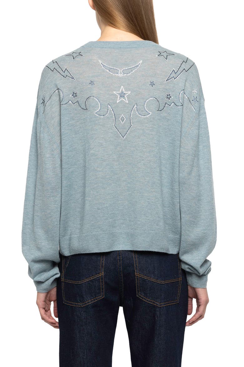 Swapy Sequin Embellished Cashmere Sweater, Alternate, color, FROZEN