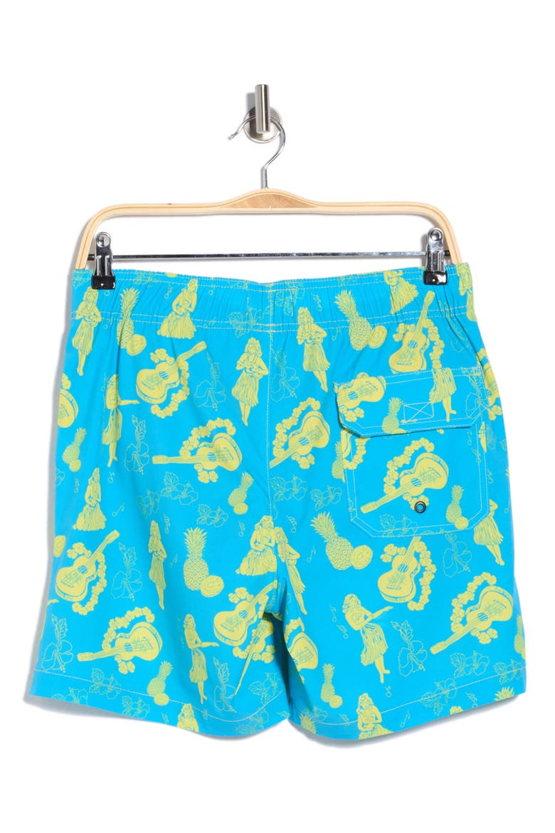 Aloha Guitar Swim Trunks, Alternate, color, AQUA YELLOW