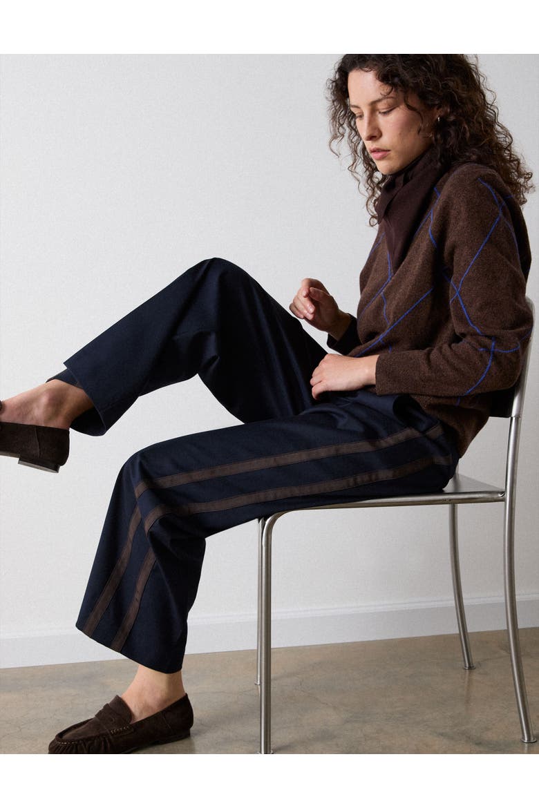 Side Print Straight Trouser, Alternate, color, Navy