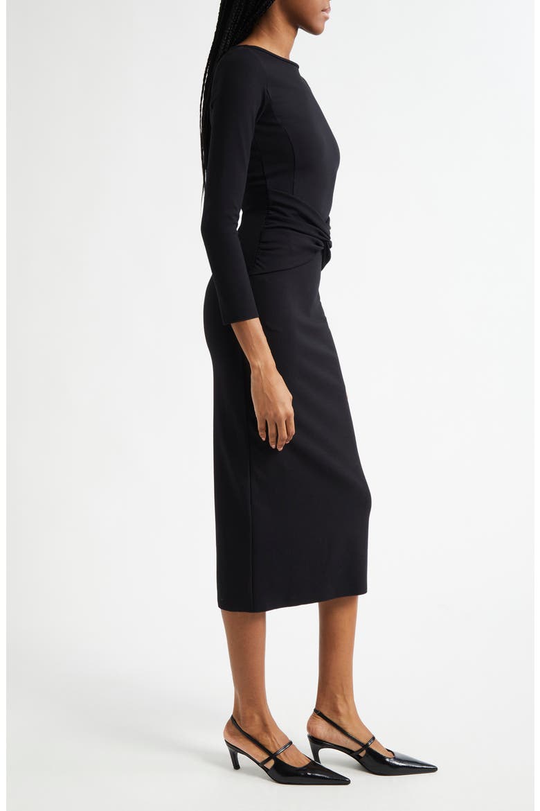 Punto Milano Long Sleeve Jersey Dress, Alternate, color, BLACK