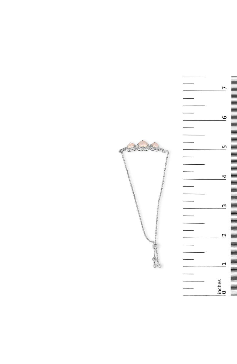 Haus of Brilliance .925 Sterling Silver Created Opal Triple Heart and White Sapphire Bolo Bracelet, Alternate, color, White