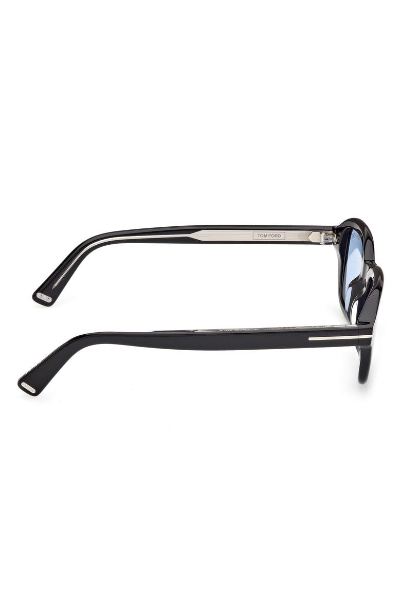 TOM FORD 46mm Small Square Sunglasses, Alternate, color, Shiny Black Palladium / Blue