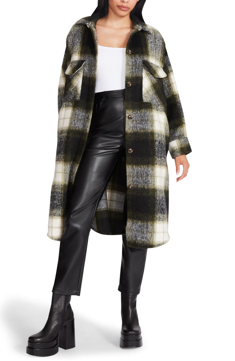 Steve Madden Chloe Plaid Longline Shacket, Main, color, 