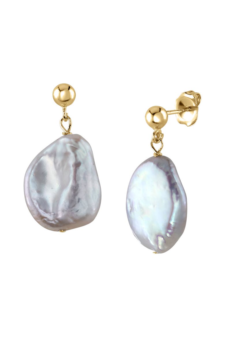 White Freshwater Baroque Pearl Alaya Earrings, Main, color, Yellow Gold Fill