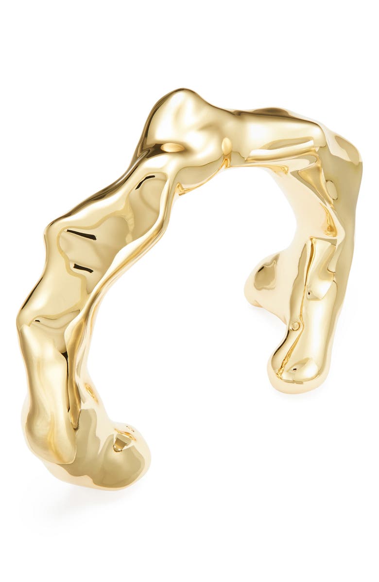 Tory Burch Coral Cuff Bracelet, Alternate, color, Light Brass