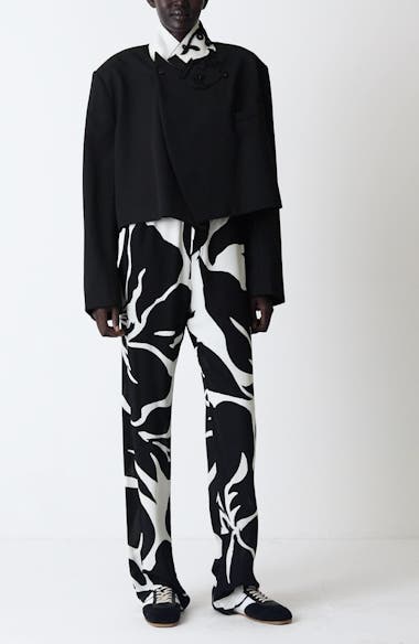Dries Van Noten Pachas Giant Floral Print Cotton & Silk Drawstring