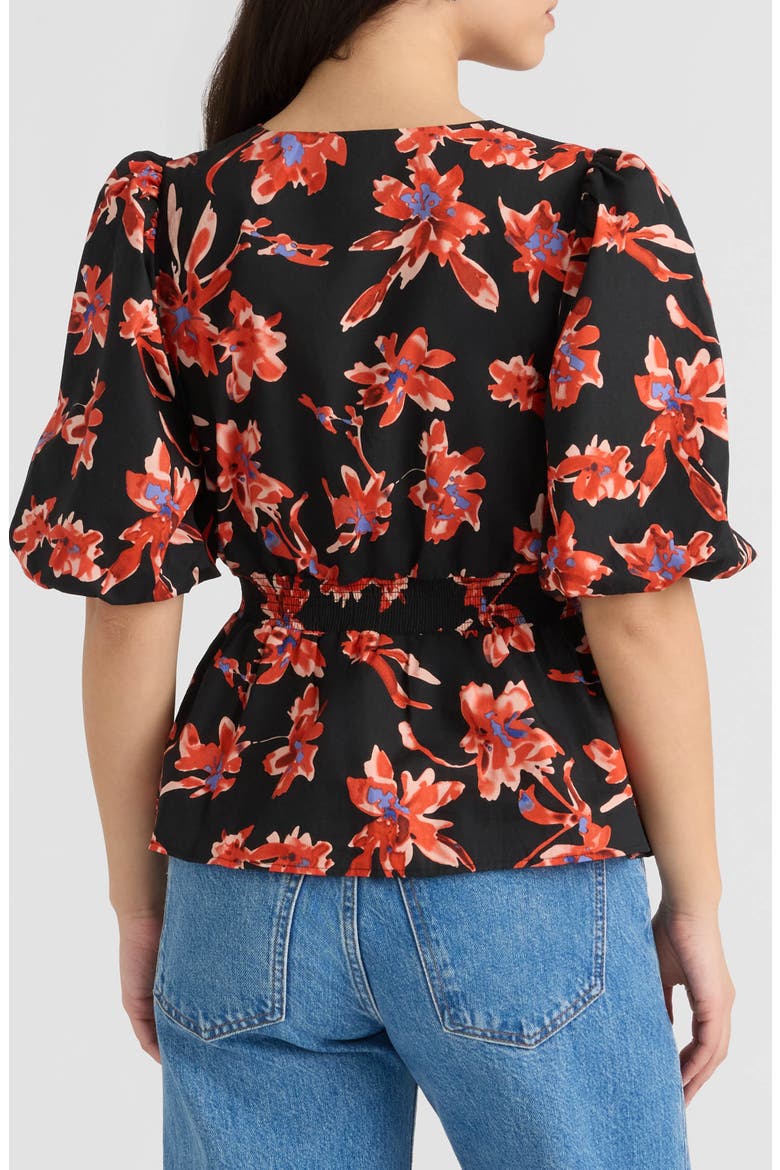 Floral Puff Sleeve Poplin Top, Alternate, color, MIDNIGHT FLORAL