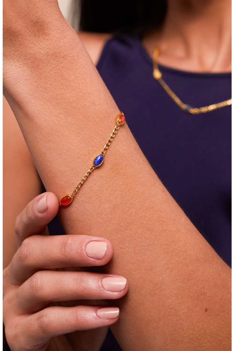 Lapiz Lazuli & Red Agate Chain Bracelet, Alternate, color, BLUE/RED/GOLD
